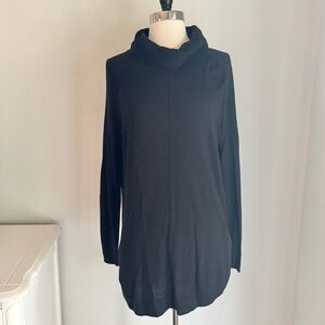 Caslon Long Line Turtleneck Tunic Sweater in Black, Medium